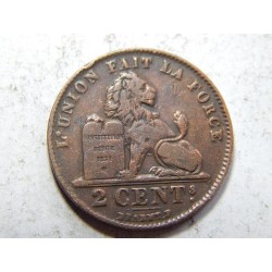 Belgie F. legenda 2 Centimes 1909 XF č38429