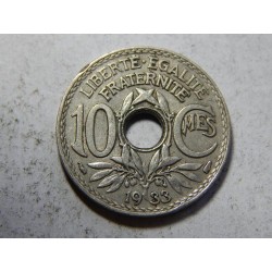 Francie 10 Centimes 1933 XF č38512