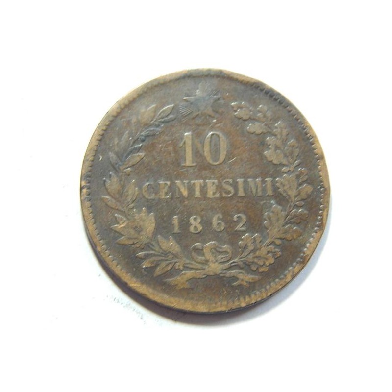 Itálie 10 Centesimi 1862 VF č39546 Itálie 10 Centesimi 1862 VF č39546
