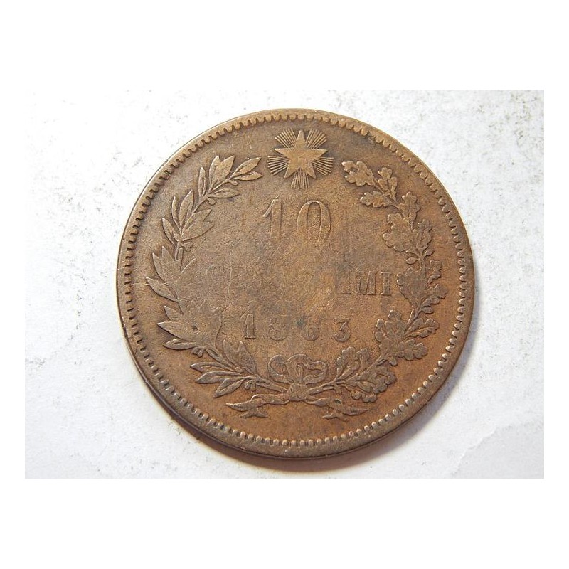 Itálie 10 Centesimi 1863 VF č39584 Itálie 10 Centesimi 1863 VF č39584