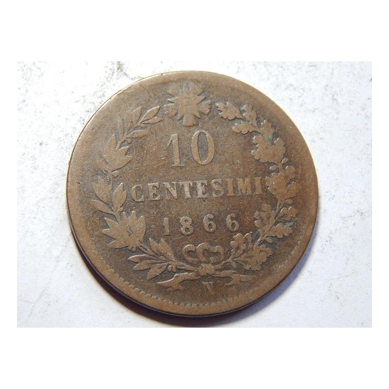 Itálie 10 Centesimi 1866 N VF č39559 Itálie 10 Centesimi 1866 N VF č39559