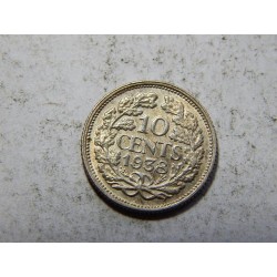 Nizozemí 10 Cents 1938 Ag XF č38516
