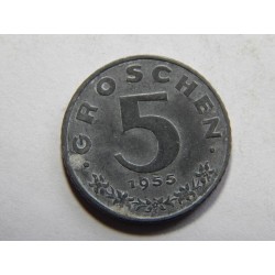 Rakousko 5 Gröschen 1955 Zn XF č38891 