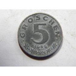 Rakousko 5 Gröschen 1955 Zn XF č38895 