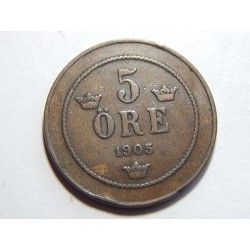 Sweden 5 Öre 1905 RR VF č11564
