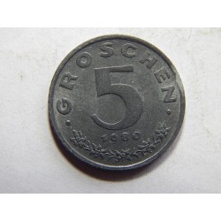 Rakousko 5 Gröschen 1980 R  Zn UNC č38916 
