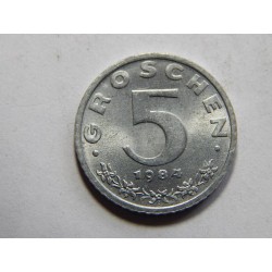 Rakousko 5 Gröschen 1984 RR Zn XF-UNC č38898