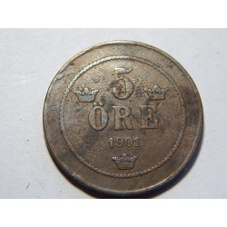 Sweden 5 Öre 1901 RR F-VF č11603