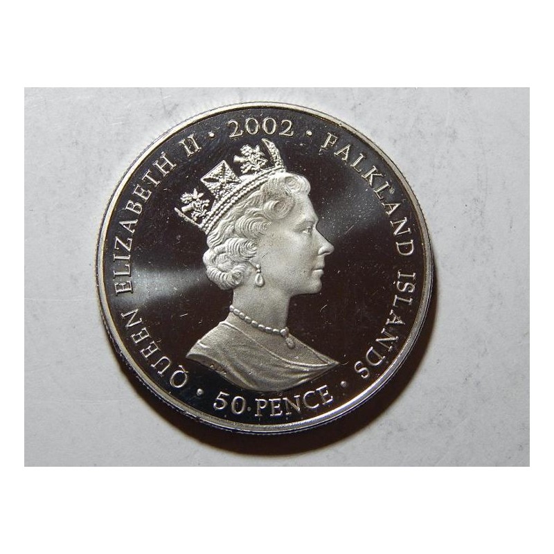 Falkland Islands 50 Pence 2002 Coronation barevná Ag PROOF č36158 Falkland Islands 50 Pence 2002 Coronation barevná Ag PROOF č36158