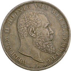 Německo Württemberg Wilhelm II. 5 Mark 1908 F RR XF-UNC č00098  