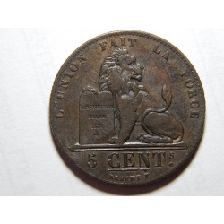 Belgie 5 Cents 1833 Cu signature bez tečky UNC č00117