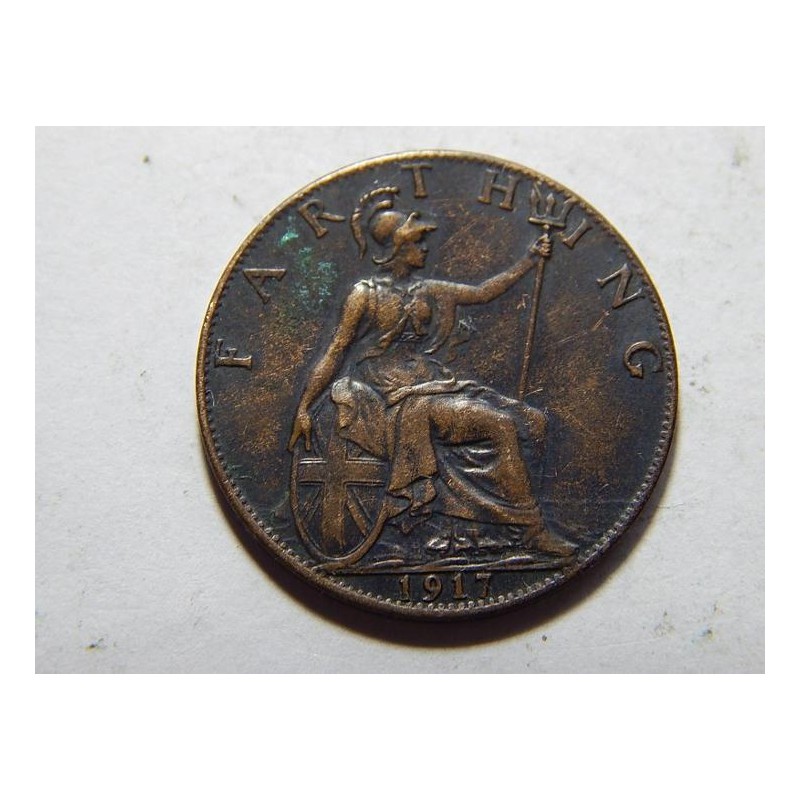 Anglie 1 Farthing 1917 XF č38287 Anglie 1 Farthing 1917 XF č38287