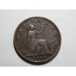 Anglie 1 Farthing 1866 XF č39135