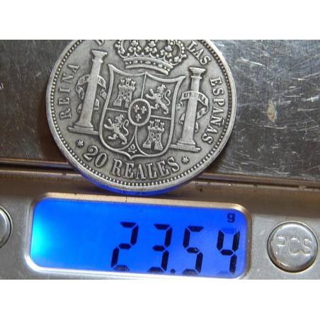 Španělsko 20 Reales 1864 NEMAGNETICKÁ KOPIE! XF-UNC č39293
