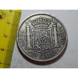 Španělsko 20 Reales 1864 NEMAGNETICKÁ KOPIE! XF-UNC č39293