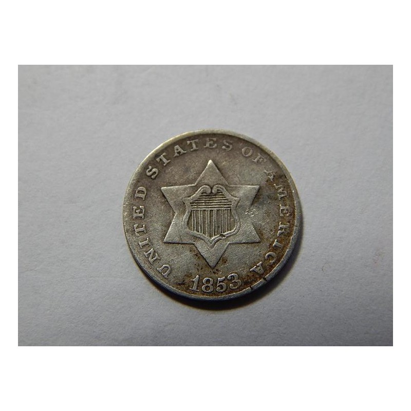 USA 3 Cents 1853 Ag XF č39137 USA 3 Cents 1853 Ag XF č39137