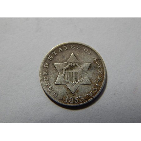 USA 3 Cents 1853 Ag XF č39137
