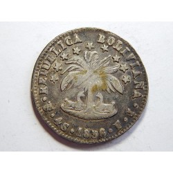 Bolívie 4 Soles 1856 PTS FJ Ag XF č00173