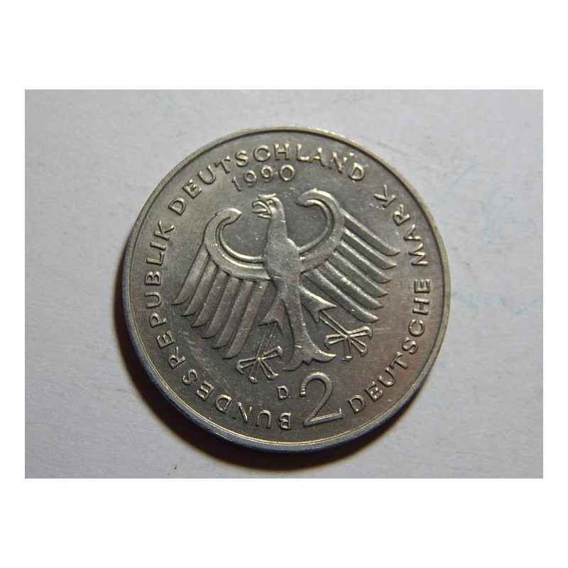 Německo BRD 2 Mark 1990 D XF-UNC č36513 Německo BRD 2 Mark 1990 D XF-UNC č36513