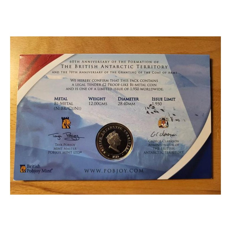 Britské Antarktidské teritoriun 2 Pounds 2022 PROOF RRRR 1950 Ex čALB