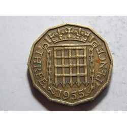 Anglie 3 Pence 1955 XF č37276
