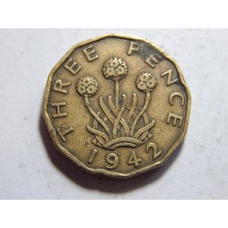 Anglie 3 Pence 1942 XF č38371
