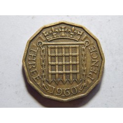 Anglie 3 Pence 1960 XF č38353 