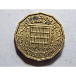 Anglie 3 Pence 1964 XF-UNC č38372 