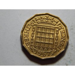 Anglie 3 Pence 1967 UNC č37196 