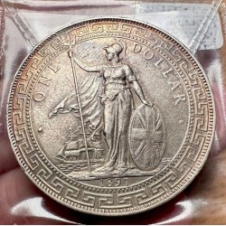 Velká Británie 1 Trade Dollar 1897 Ag XF č00419