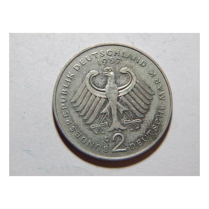 Německo BRD 2 Mark 1987 D XF-UNC č36615 Německo BRD 2 Mark 1987 D XF-UNC č36615