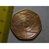 Anglie POZLACENÁ 50 Pence Isac Newton 2017 UNC č44053
