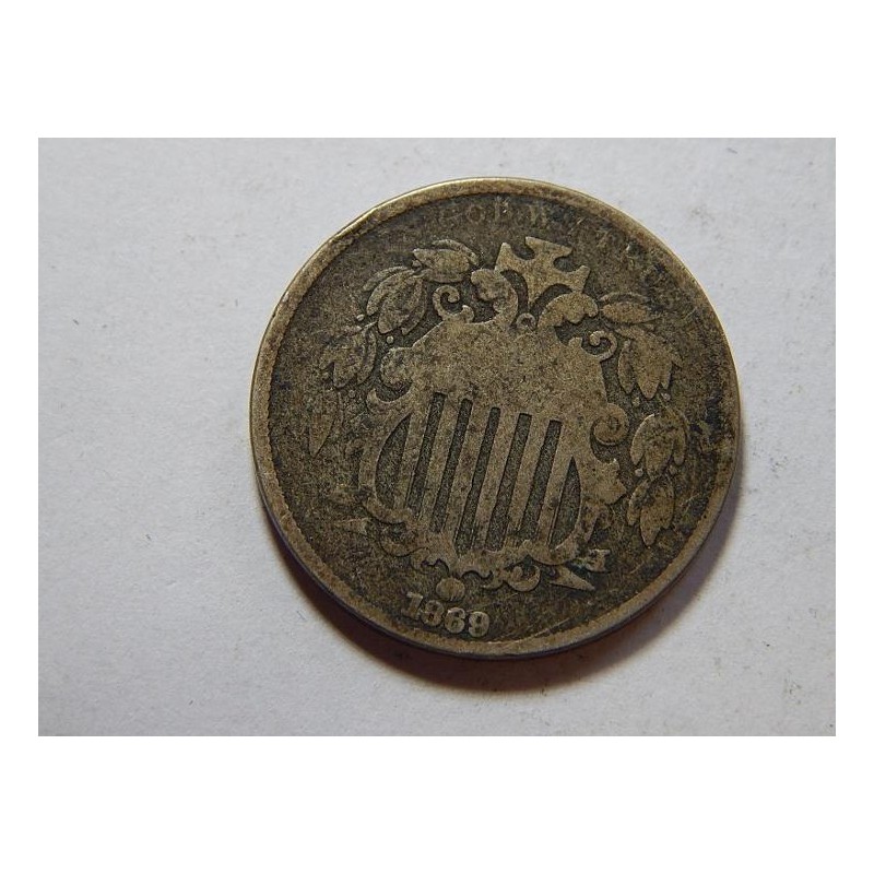 USA 5 Cents 1869 Indián VF č39751 USA 5 Cents 1869 Indián VF č39751