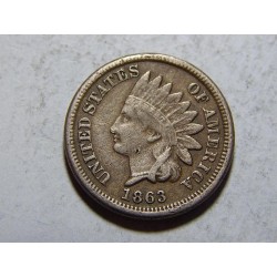 USA 1 Cent 1863 Indián XF č44131