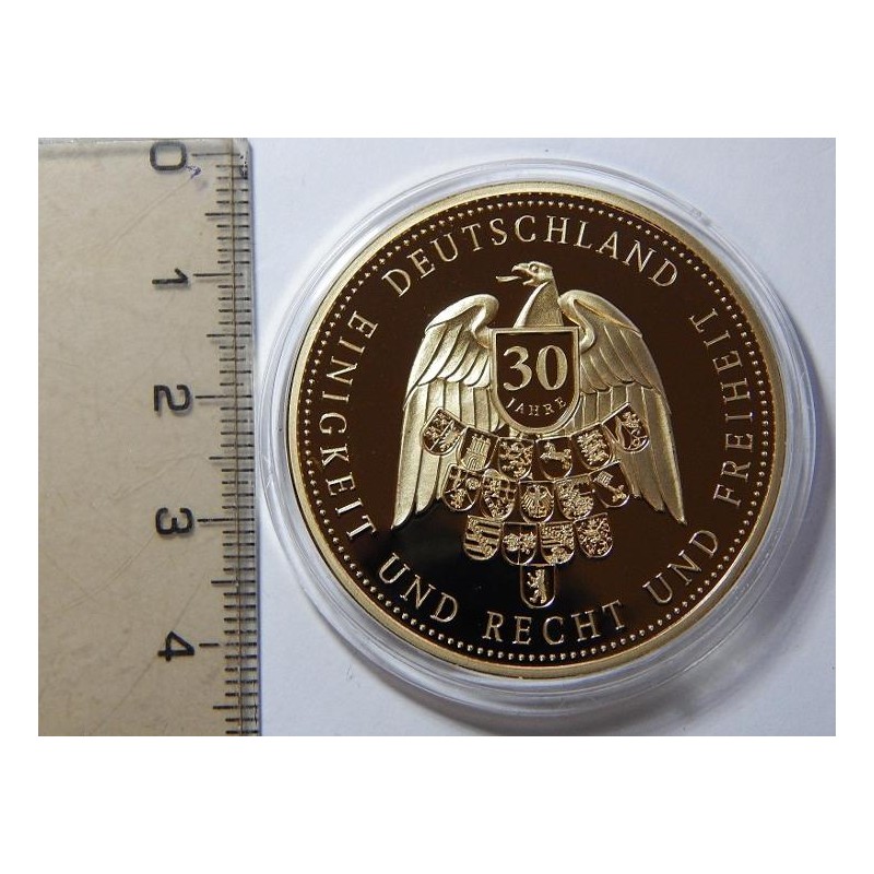 Německo pozlacená medaile Reichstag Berlin 1990-2020 PROOF čŠU023 Německo pozlacená medaile Reichstag Berlin 1990-2020 PROOF čŠU023