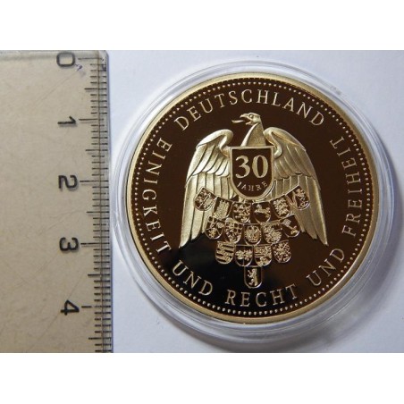 Německo pozlacená medaile Reichstag Berlin 1990-2020 PROOF čŠU023