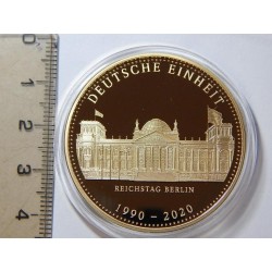 Německo pozlacená medaile Reichstag Berlin 1990-2020 PROOF čŠU023