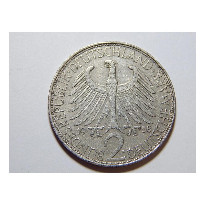 Německo BRD 2 Mark 1958 F Planck XF č36942 Německo BRD 2 Mark 1958 F Planck XF č36942