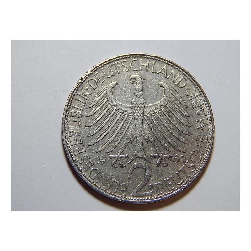 Německo BRD 2 Mark 1960 G Planck VF-XF č36964 Německo BRD 2 Mark 1960 G Planck VF-XF č36964