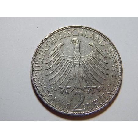 Německo BRD 2 Mark 1960 G Planck VF-XF č36964