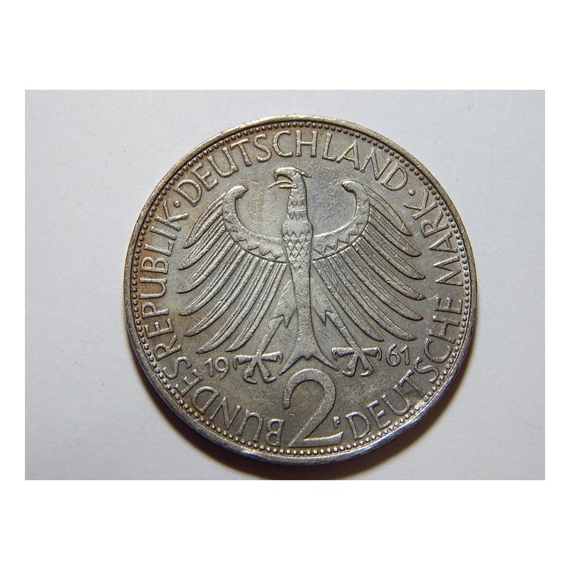 Německo BRD 2 Mark 1961 F Planck XF č36940 Německo BRD 2 Mark 1961 F Planck XF č36940