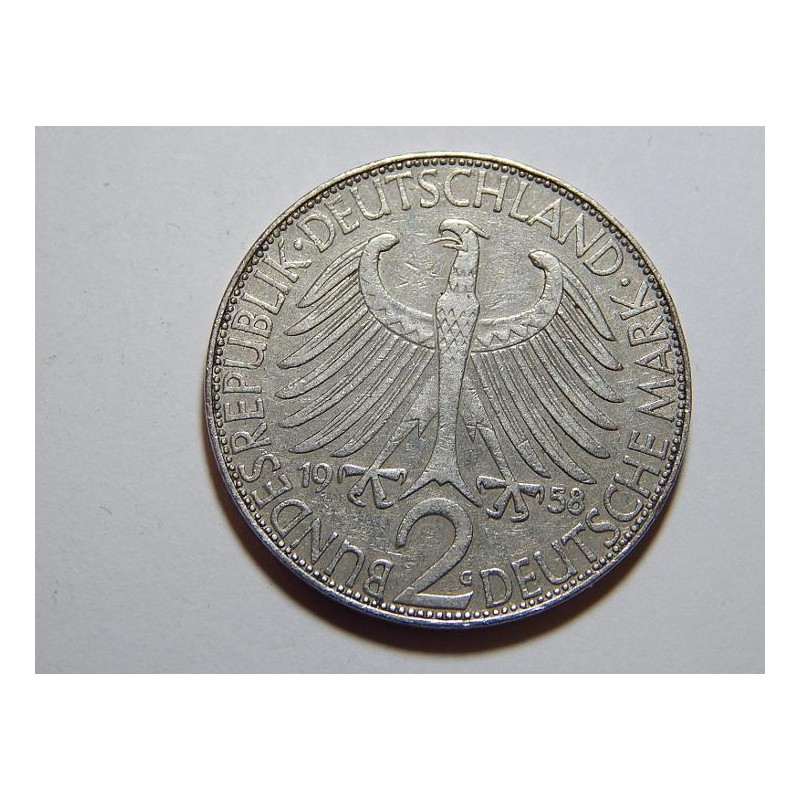 Německo BRD 2 Mark 1958 G Planck XF č44029 Německo BRD 2 Mark 1958 G Planck XF č44029