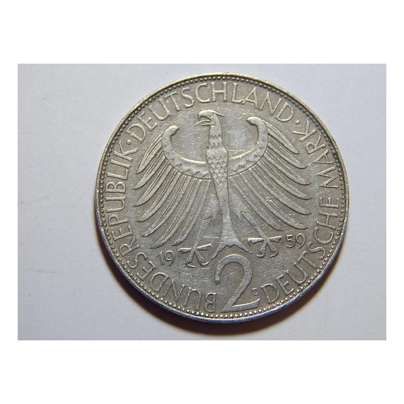 Německo BRD 2 Mark 1959 D Planck R XF č44003 Německo BRD 2 Mark 1959 D Planck R XF č44003