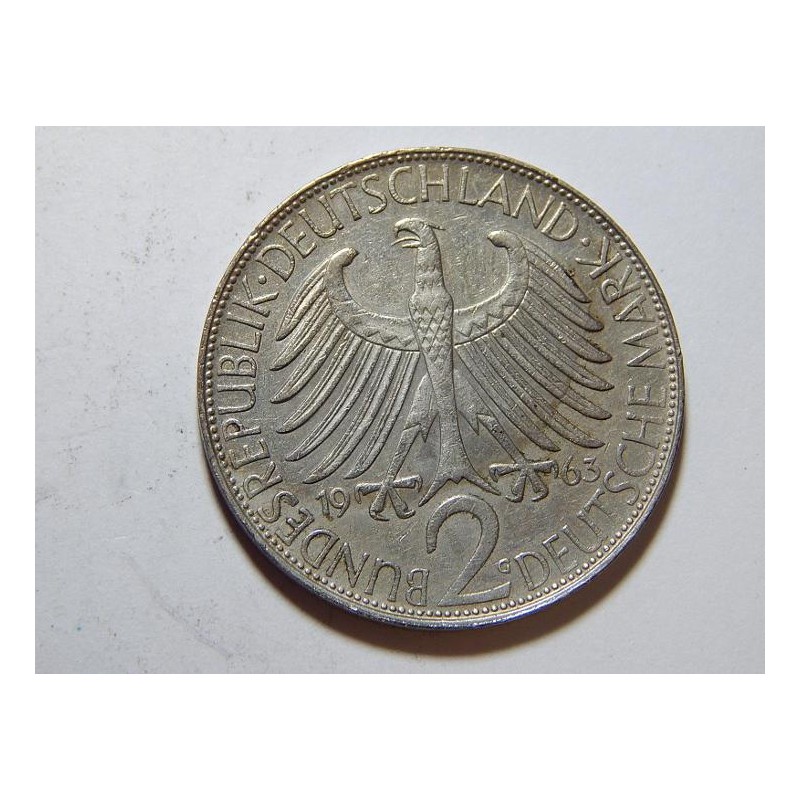Německo BRD 2 Mark 1963 G Planck XF č36689 Německo BRD 2 Mark 1963 G Planck XF č36689