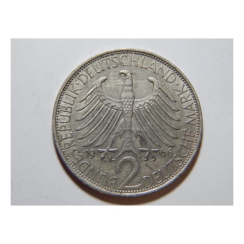 Německo BRD 2 Mark 1966 J Planck XF-UNC č36851 Německo BRD 2 Mark 1966 J Planck XF-UNC č36851