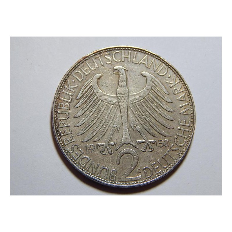 Německo BRD 2 Mark 1958 G Planck XF č44033 Německo BRD 2 Mark 1958 G Planck XF č44033