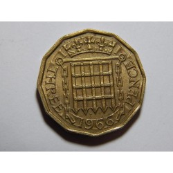 Anglie 3 Pence 1966 XF-UNC č36923