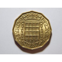 Anglie 3 Pence 1967 XF-UNC č36883 (