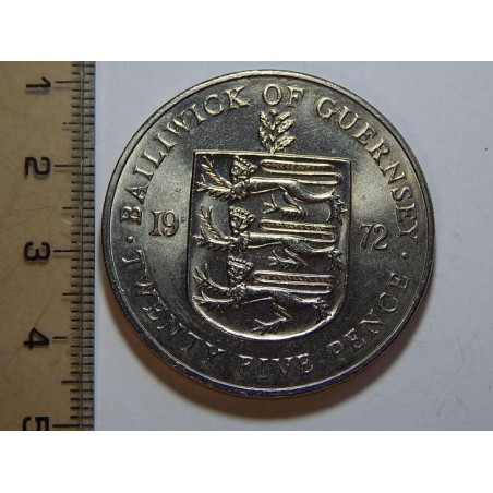 Guernsey 25 Pence 1972 XF-UNC č39250 