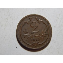 František Josef I. 2 Heller 1911 XF-UNC č37463